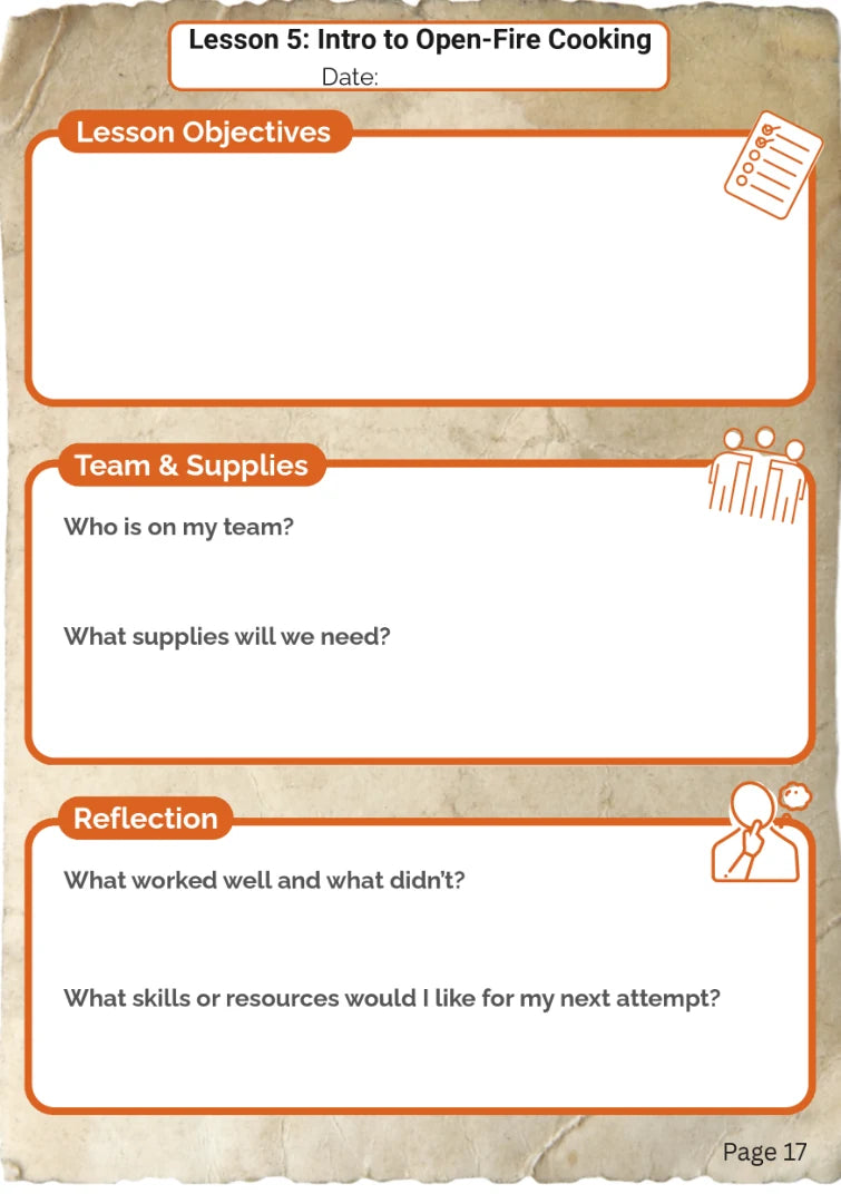 Fire & Cooking Adventure Journal: Planning and reflection, source page 17