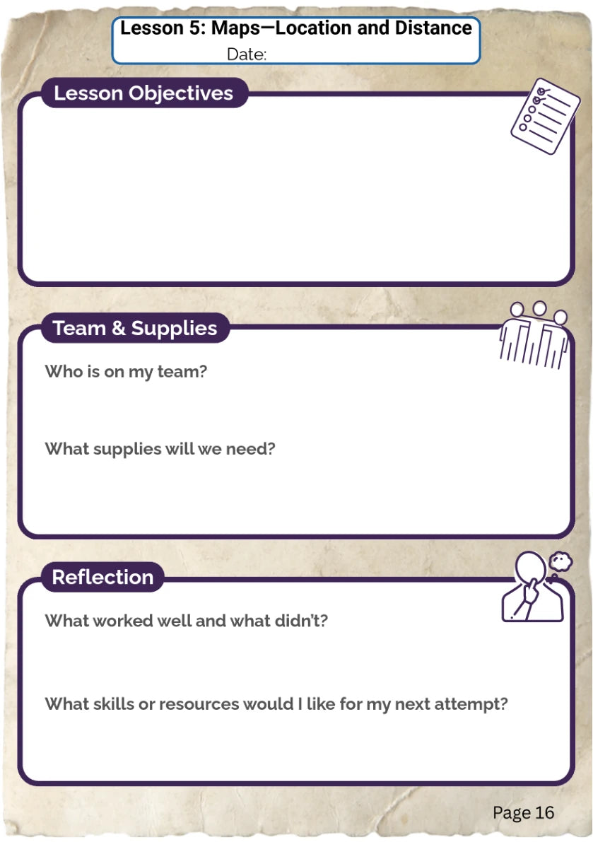 Navigation Adventure Journal: Planning and reflection, source page 16