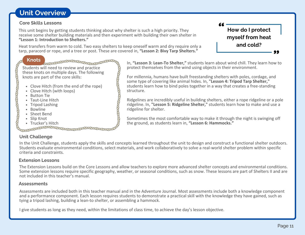 Shelters Teacher's Manual (Pilot Edition) (digital PDF download)