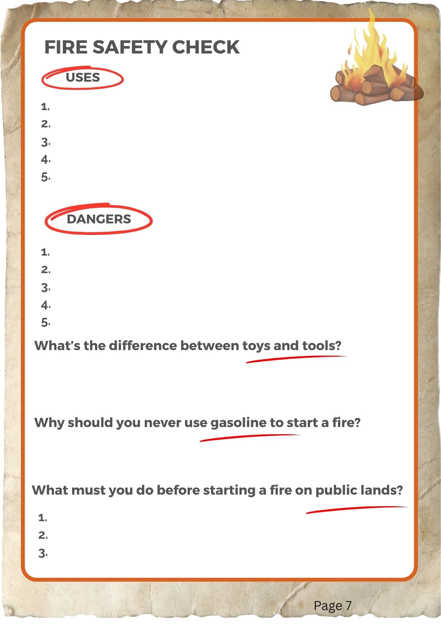 Fire and Cooking Adventure Journal (digital PDF download)