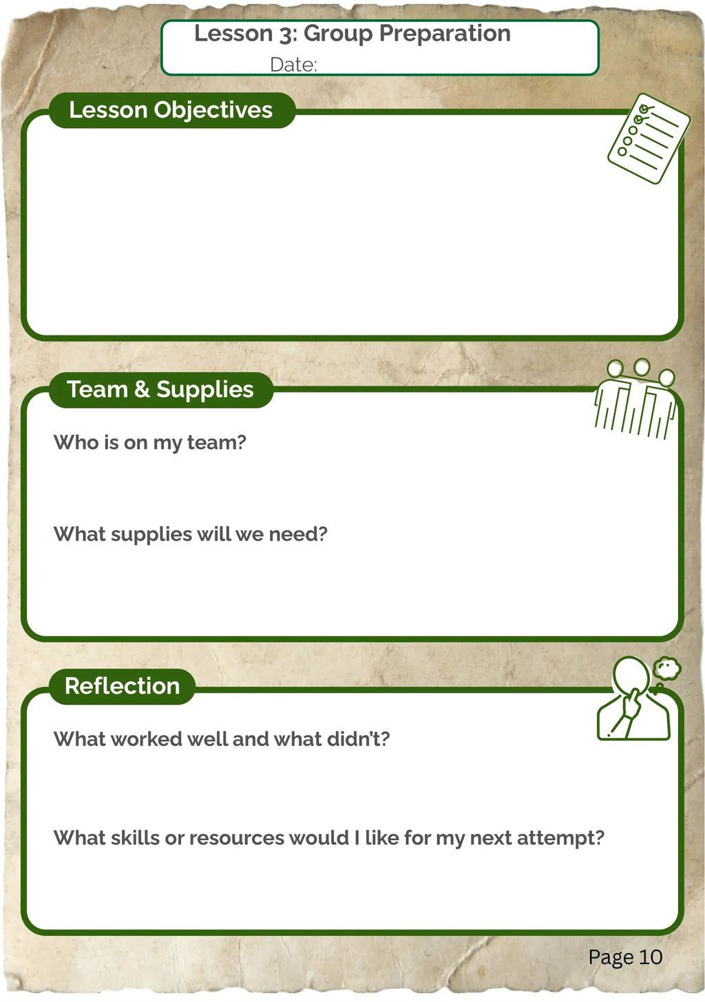 Preparation Adventure Journal: Planning and reflection, page 10