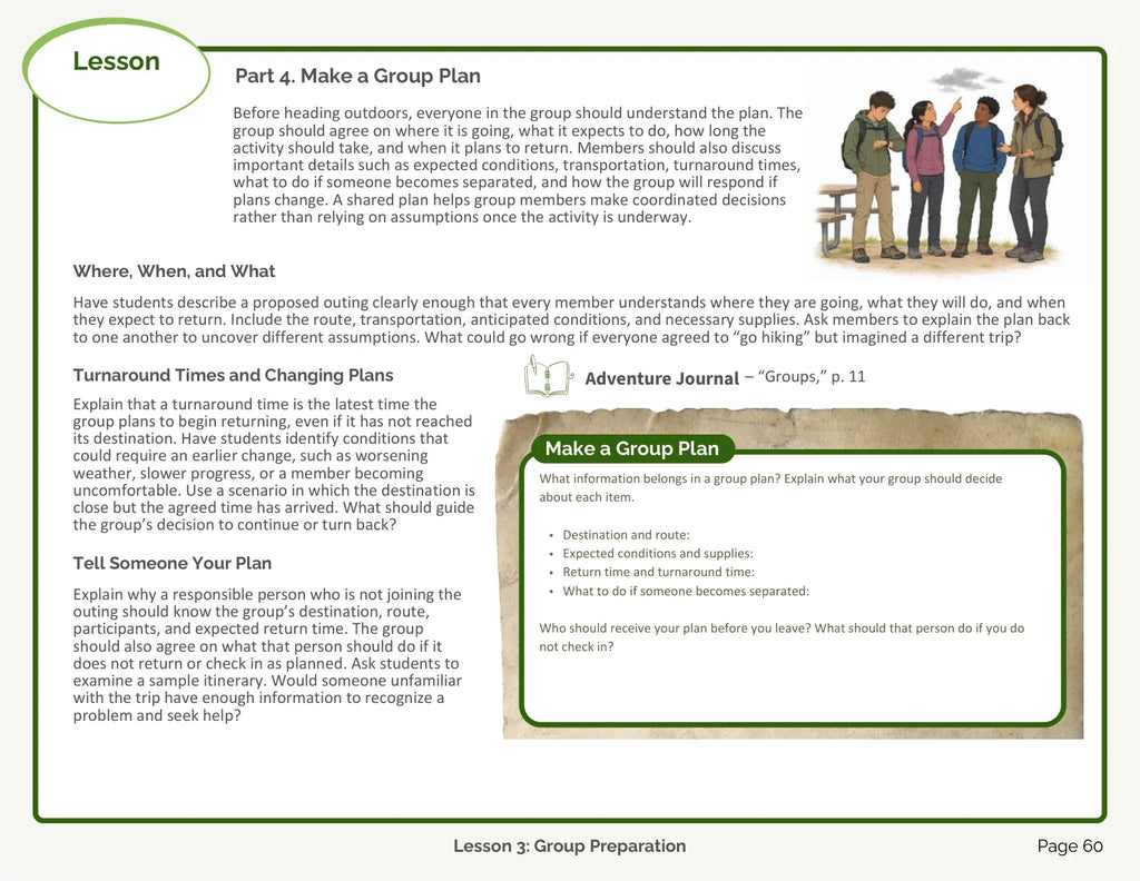 Preparation Teacher Manual: Make a group plan, page 60