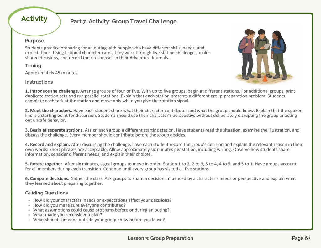 Preparation Teacher Manual: Group Travel Challenge, page 63